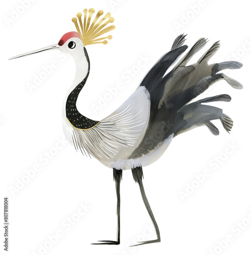 PNG Cute Grey crowned crane animal waterfowl bird.
