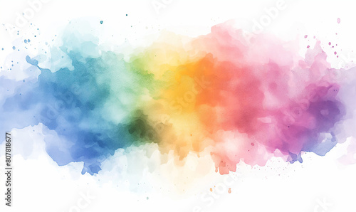 Abstract pastel watercolor background with a soft rainbow color splash