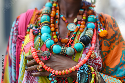 Etchnic, traditional colorful attire with accessories