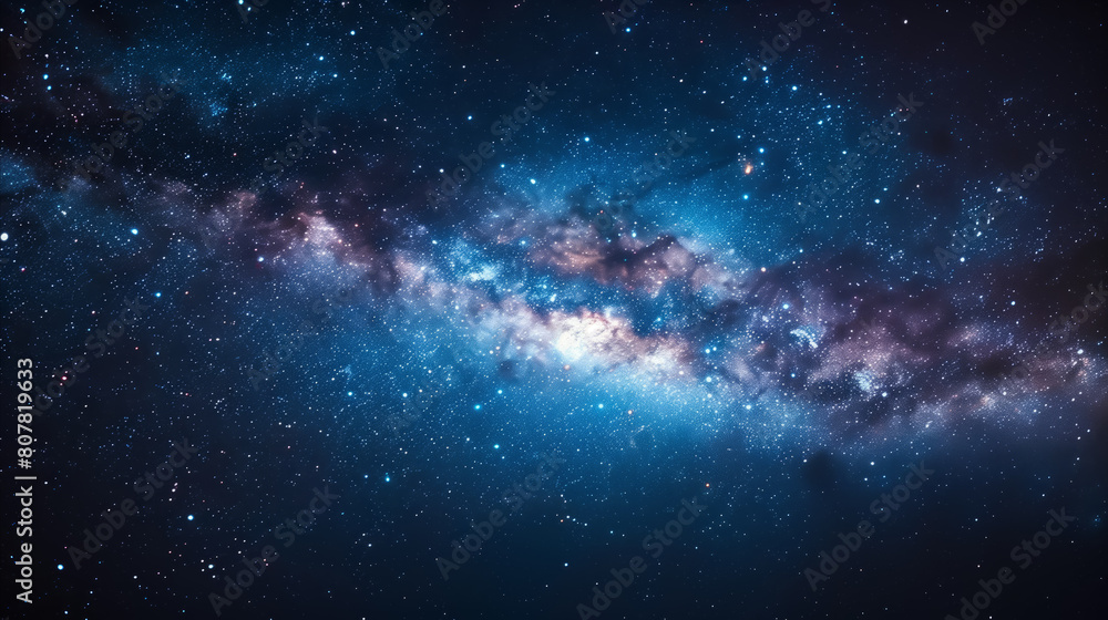 Fototapeta premium Starry sky, clear Milky Way, magical atmosphere. Deep space nebula with stars and cosmic clouds in blue tones