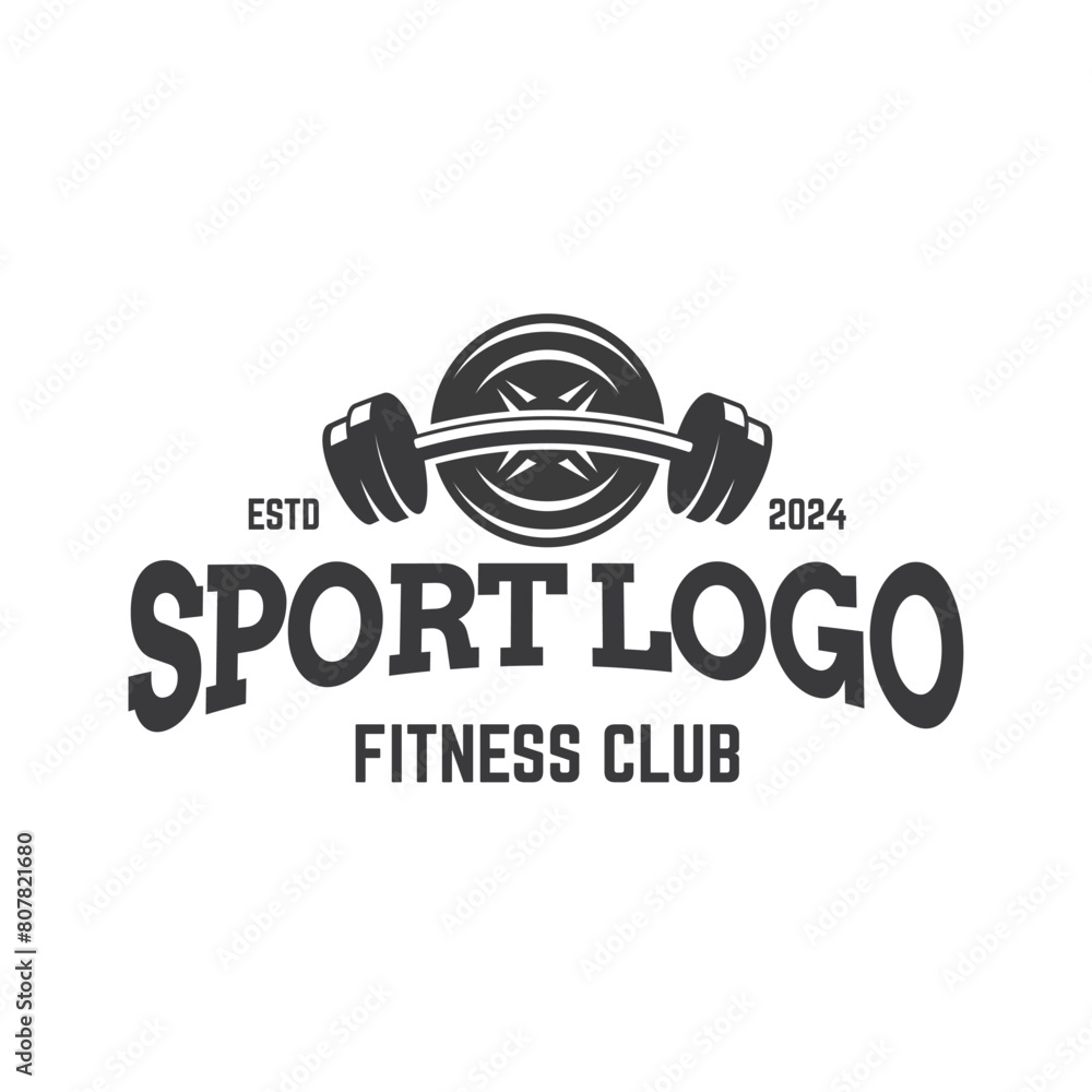 Vector weight plate barbell logo template. Vector weight plate barbell logo template.