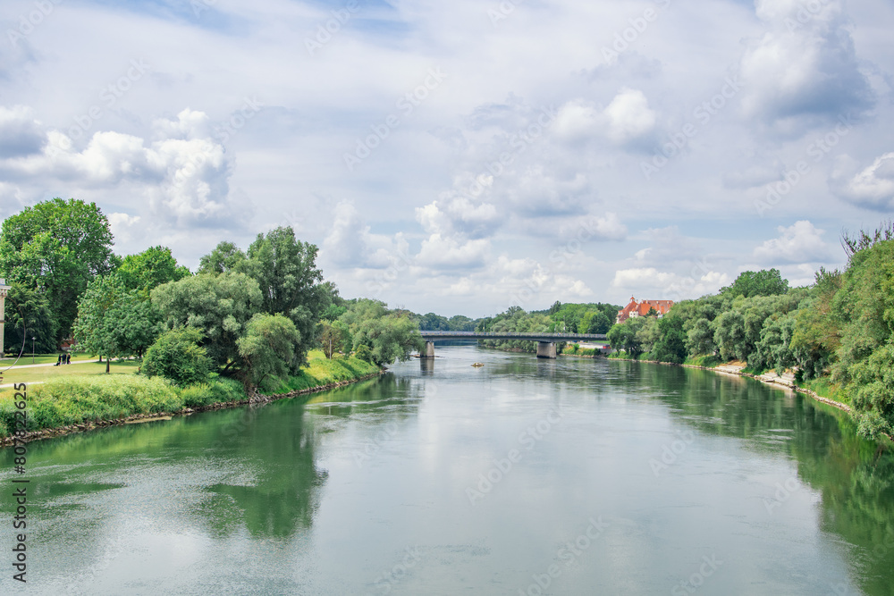photography, beautiful summer view of the Danube river, Ingolstadt