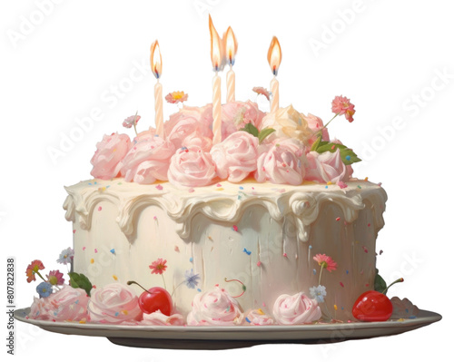 PNG  Birthday cake dessert icing cream.