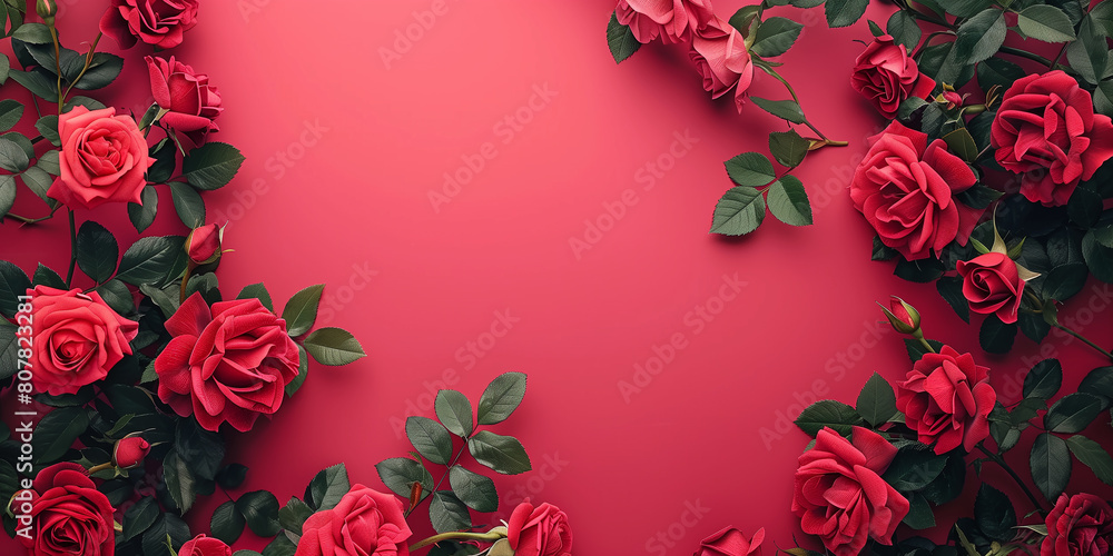 Valentines day greeting card with red rose flowers. Flat lay. space for your love greetings. Mother's Day, birthday and spring background. Floral frame for congratulations. Valentines day greeting card with red rose flowers. Flat lay. space for your love greetings. Mother's Day, birthday and spring background. Floral frame for congratulations.