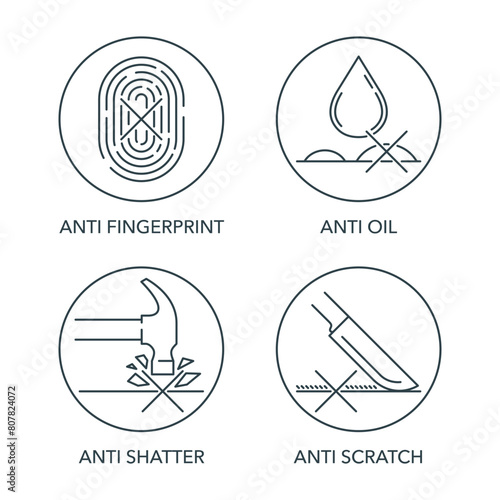 Protective glass characteristics, in thin line