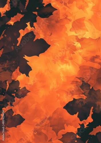 Vibrant orange and red abstract leaf pattern