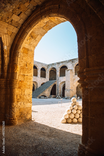 Archeological Museum of Rhodes. Popular tourist destination. Ancient gothic arches. Travel and history concept. Greece architecture. © Avalepsap