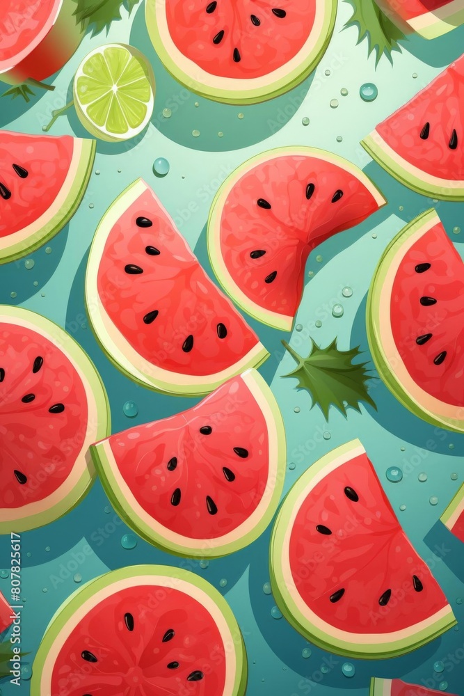 pattern of watermelon slices with soft colors pattern of watermelon slices with soft colors