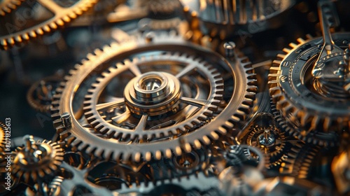 An extreme closeup of a steampunk clockwork mechanism, highlighting the precision of its gears and cogs 8K , high-resolution, ultra HD,up32K HD