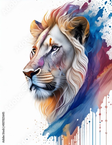 Silhouette de lion sur fond blanc avec espace de copie - vue rapprochée de la tête de profil