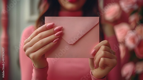 Female Manicured Hand, Holding Envelope