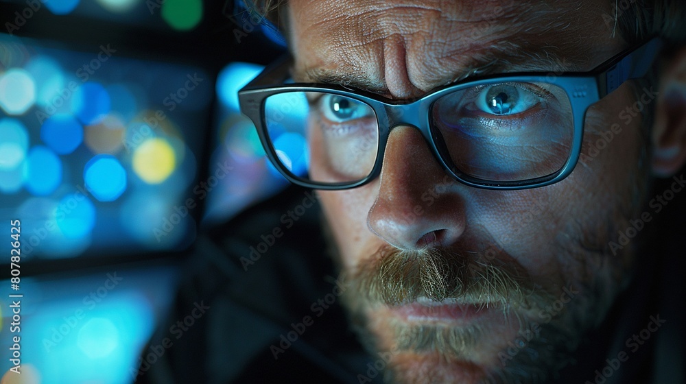 The image features a malevolent hacker in glasses looking at multiple computer screens with a menacing expression, suggesting cyber malfeasance The image features a malevolent hacker in glasses looking at multiple computer screens with a menacing expression, suggesting cyber malfeasance