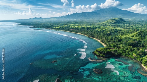 Aerial view of beach and sea in Bali  Indonesia
