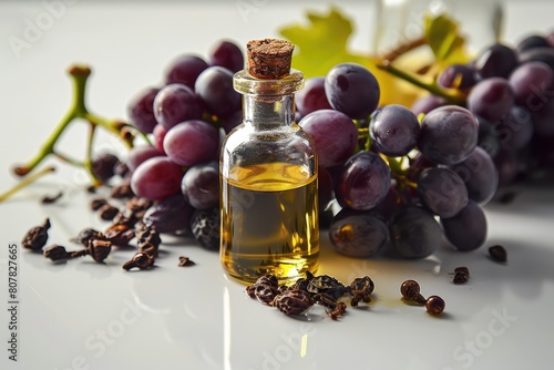 Grape Seed Oil Isolated on White Background. Natural Cosmetic Ingredient