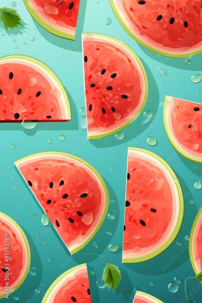pattern of watermelon slices with soft colors pattern of watermelon slices with soft colors