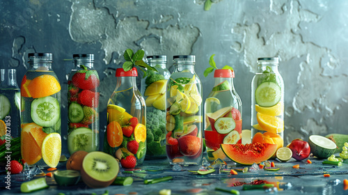 Refreshing Hydration: Fruits and Vegetables in Water Bottles