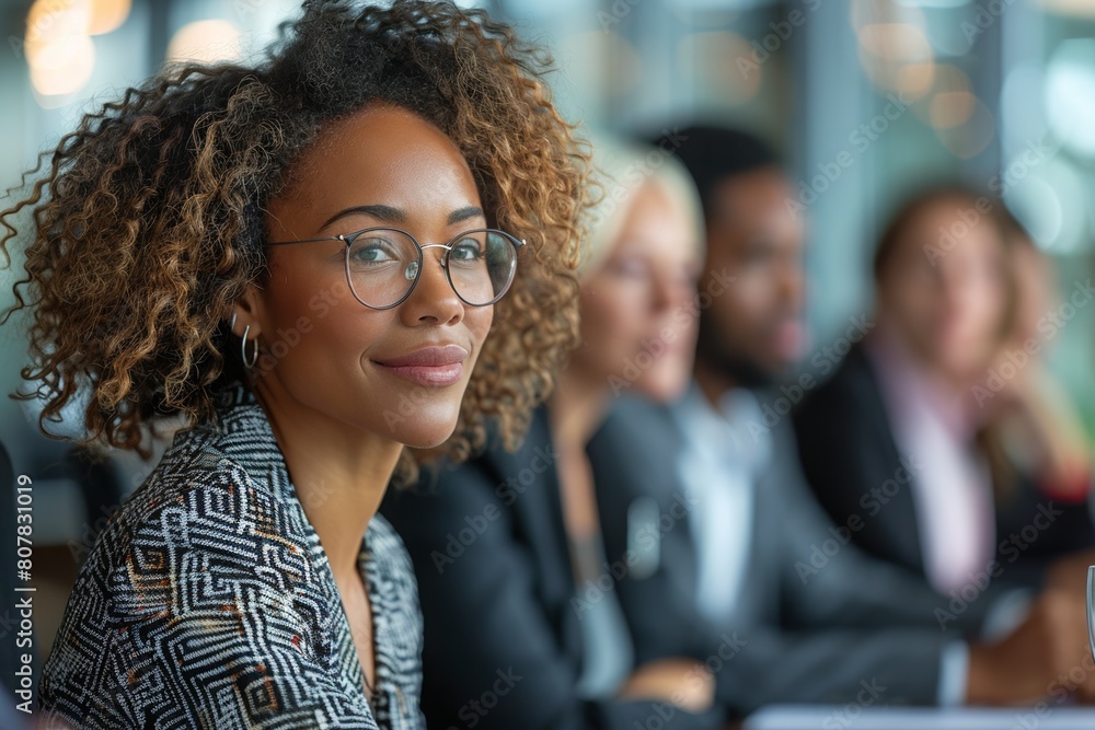 An African businesswoman leading a successful brainstorming meeting with her professional team. An African businesswoman leading a successful brainstorming meeting with her professional team.