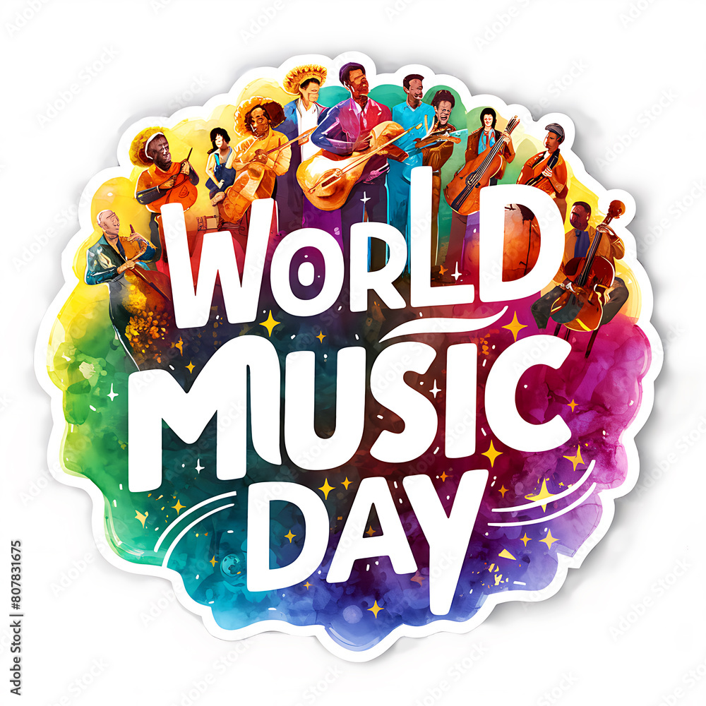 World Music Day sticker design vibrant color
