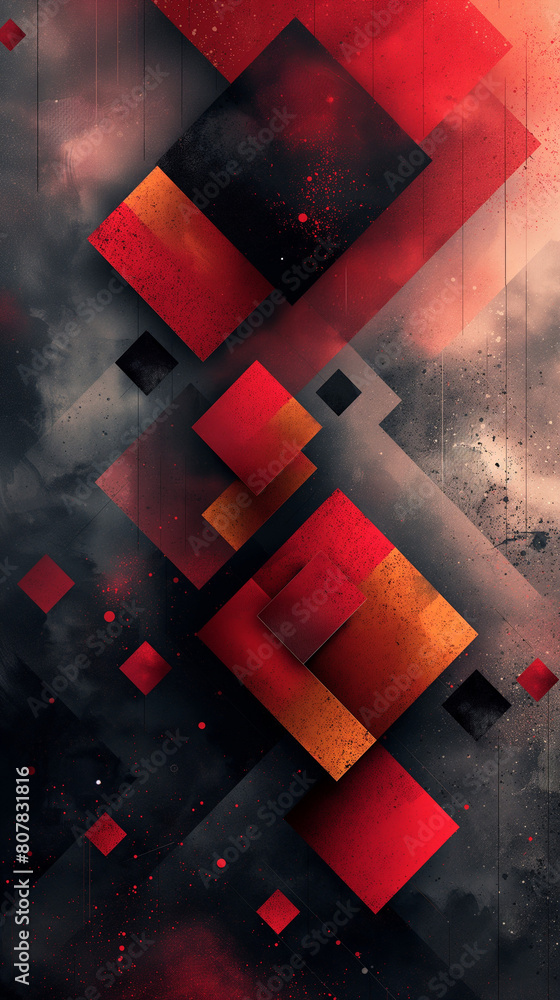 Naklejka premium Red and black background Abstract Geometry Pattern Artwork