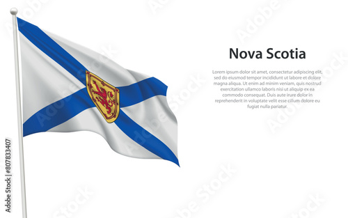 Isolated waving flag of Nova Scotia is a province Canada