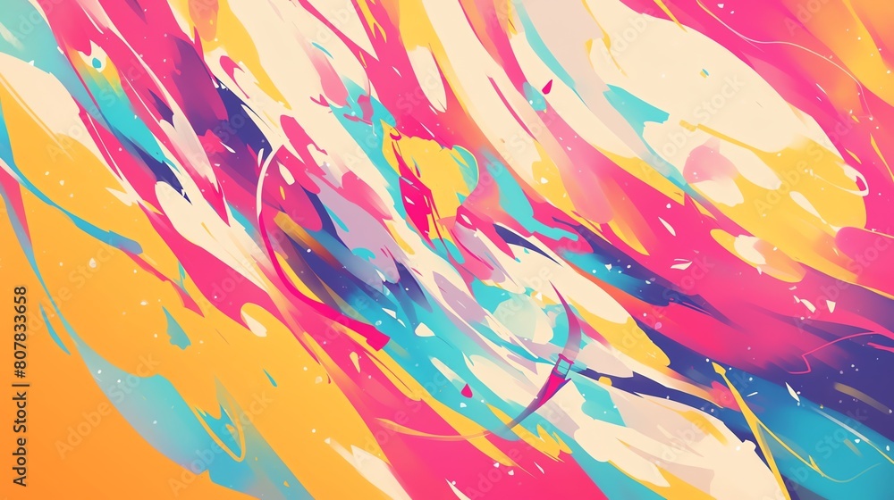 Summer abstract background with vibrant colors and dynamic shapes