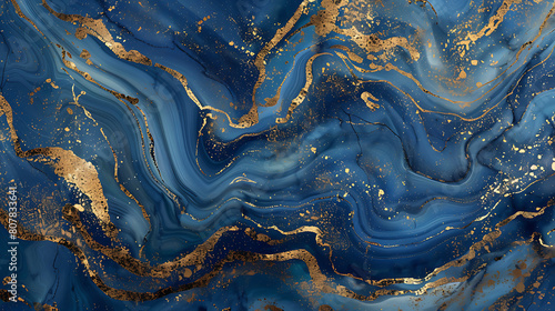 Blue and gold marble background