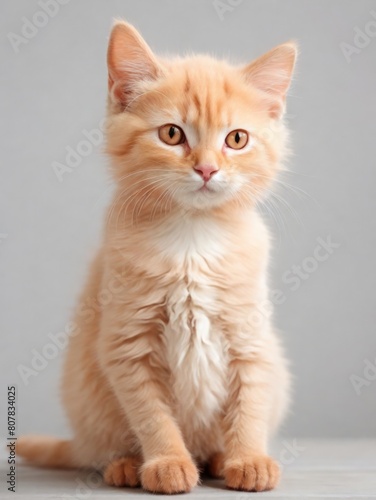 gentle peachcolored kitty on a white background