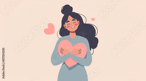 Joyful young woman sharing love with a heart gesture