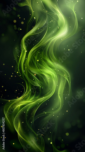 abstract background with waves green black abstract