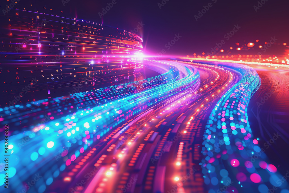digital data stream background with binary code the flow information of cyber security technology