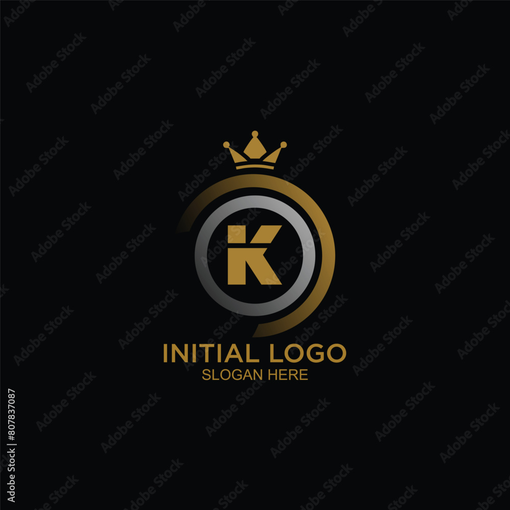 initial logo with crown icon, initial logo king initial logo with crown icon, initial logo king