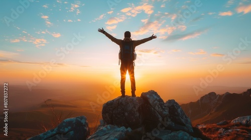 Motivation, success, accomplishment and freedom, life motivation mountain optimism perseverance