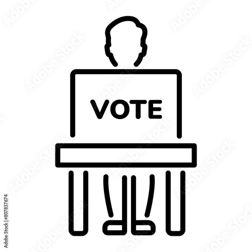 Here’s a linear icon of a voting booth 