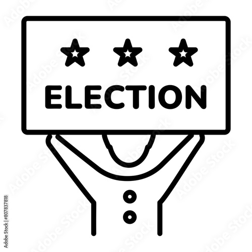 Trendy linear icon of an election protest 