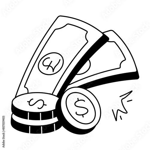 Get your hands on money doodle icon 