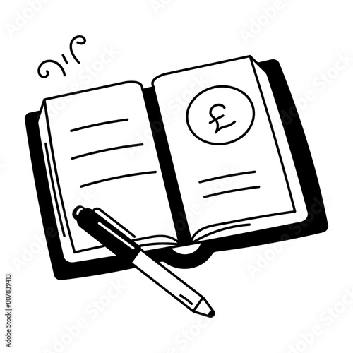 A hand drawn icon of business ledger