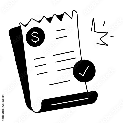 Download hand drawn icon of receipt