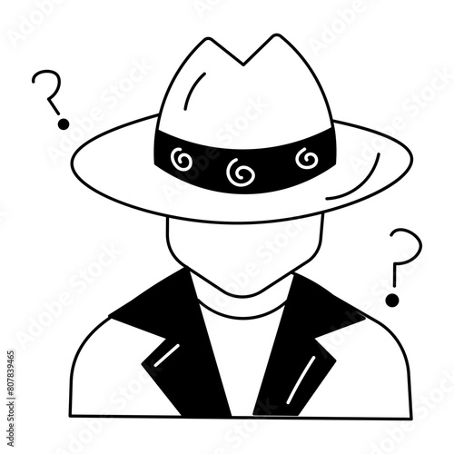 Get a glimpse of anonymity person doodle icon 