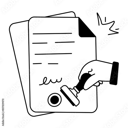 A captivating hand drawn icon of approval paper 