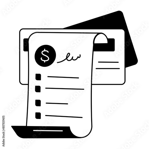 A trendy doodle icon of card statement 