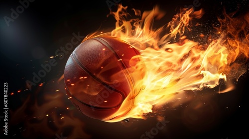basketball in flames