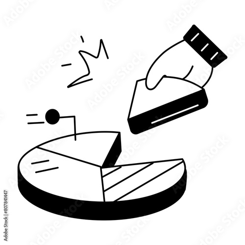 Modern doodle style icon of business shares 