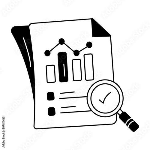 A doodle icon of verifying a statistical report 