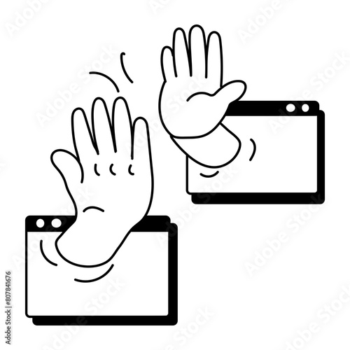 Trendy doodle icon of online friends 