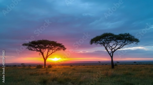 sunset in the serengeti.