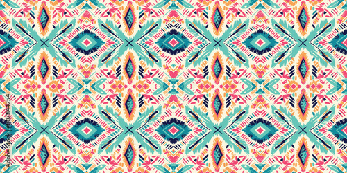 Seamless batik pattern,Seamless tribal batik pattern,and Seamless colorful pattern resemble ethnic boho, Aztec,and ikat styles.designed for use in wallpaper,fabric,curtain,carpet,Batik Embroidery