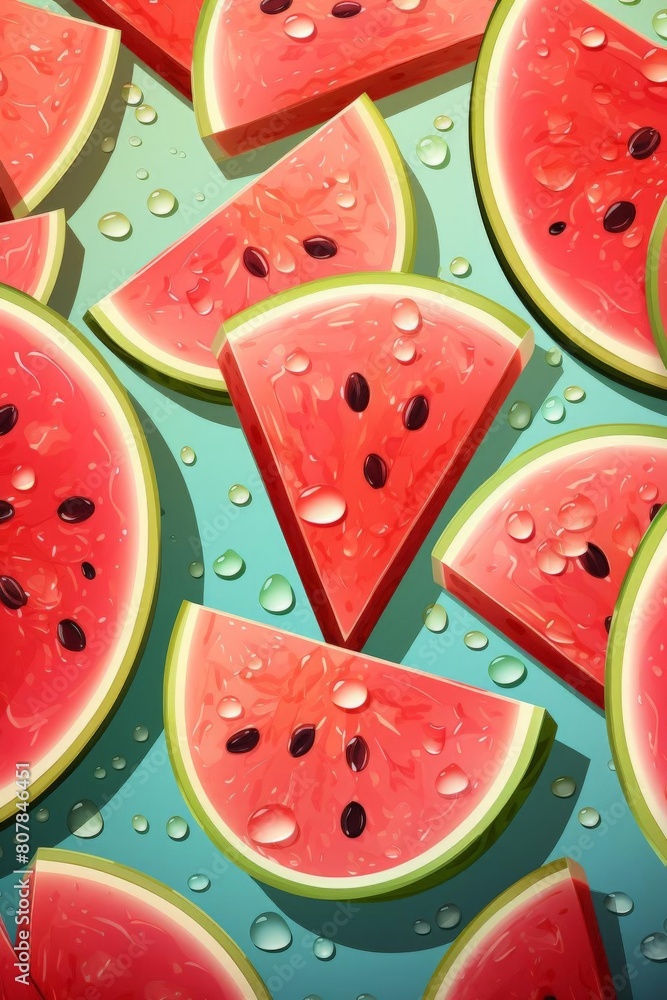 pattern of watermelon slices with soft colors pattern of watermelon slices with soft colors