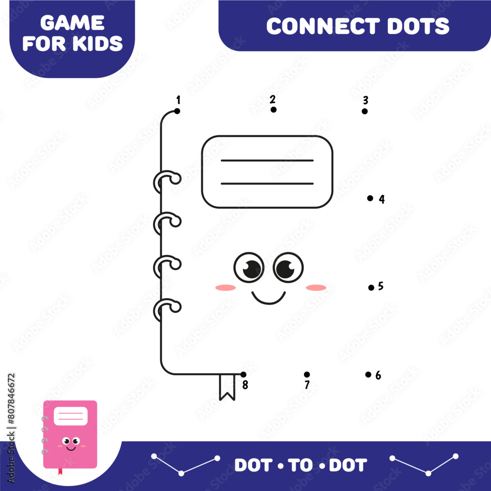 Dot to dot educational game for preschool kids. Activity worksheet