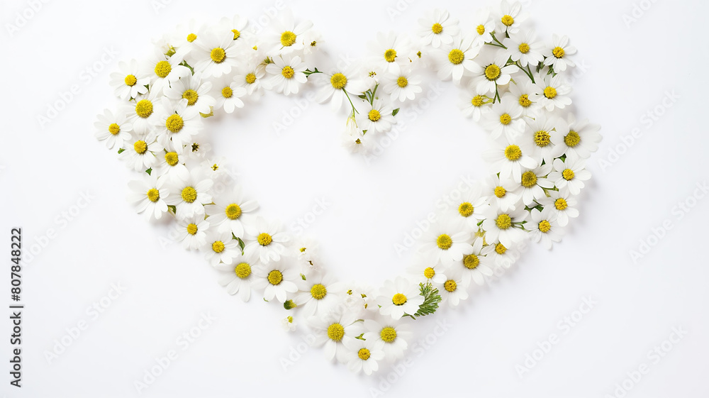 heart-shaped flower frame on a white background, a postcard design concept about love and tenderness heart-shaped flower frame on a white background, a postcard design concept about love and tenderness