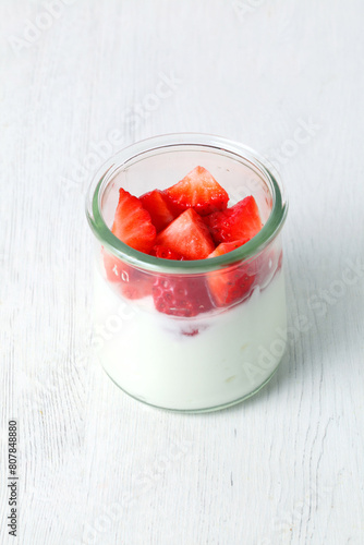 Delicious Greek yogurt with seasonal strawberries